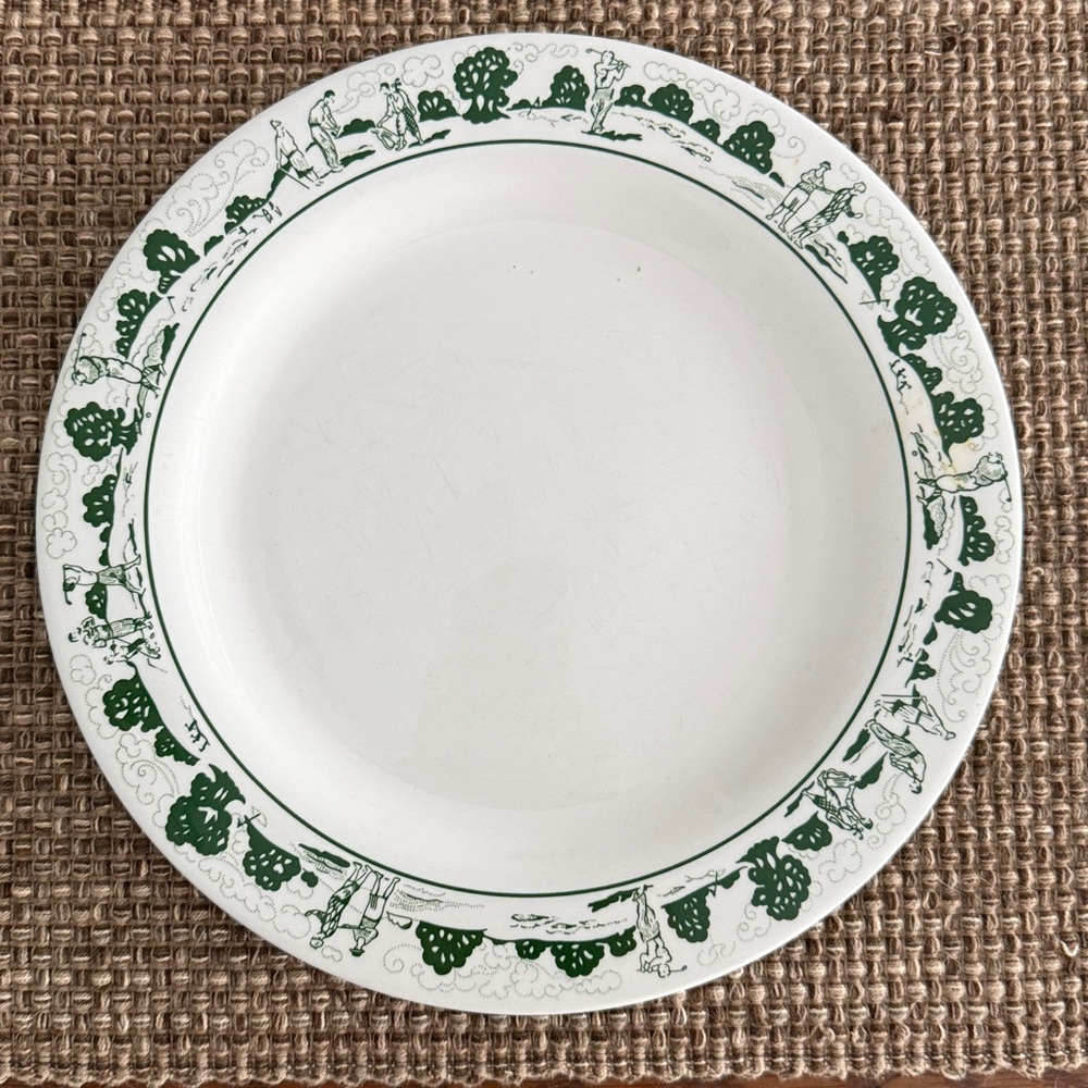 Syracuse China Broadmoor Hotel Green and White Decorative Golf Chop Plate - Picture 1 of 6